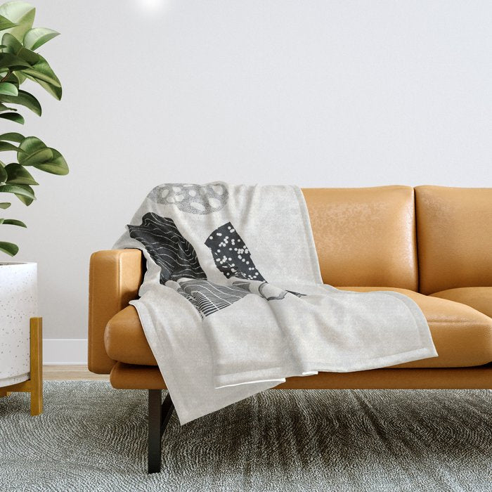 Monochrome Abstract Shapes #2 Throw Blanket Gallery Image 1