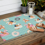 Gils on inflatable in swimming pool floats. Outdoor Rug Gallery Image 2