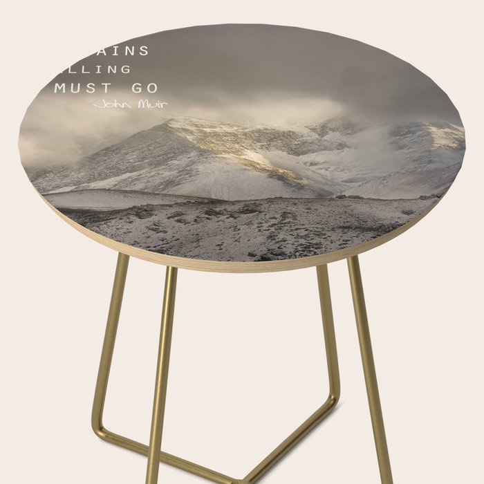 The Mountains are calling, and I must go.  John Muir. Vintage. Side Table Gallery Image 2