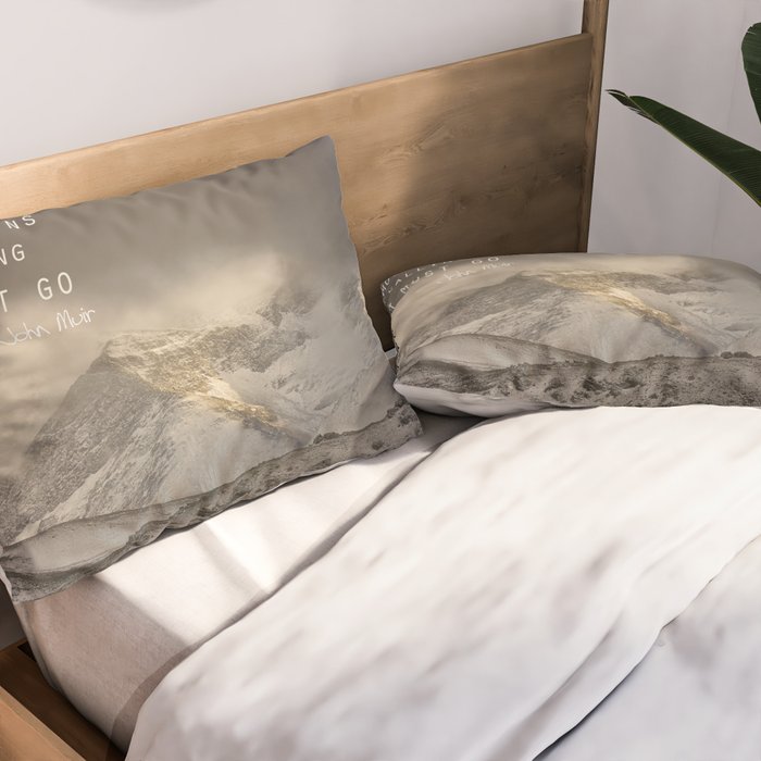 The Mountains are calling, and I must go.  John Muir. Vintage. Pillow Sham Gallery Image 2