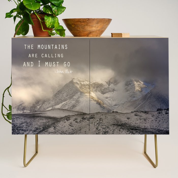 The Mountains are calling, and I must go.  John Muir. Vintage. Credenza Gallery Image 1