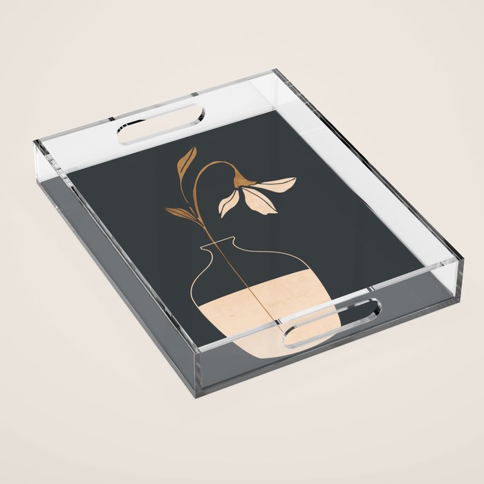 Minimal Abstract Art Vase Flower 3 Acrylic Tray Gallery Image 1