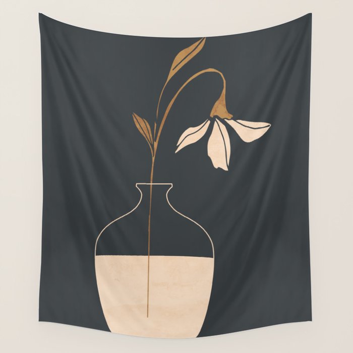 Minimal Abstract Art Vase Flower 3 Wall Tapestry Gallery Image 4
