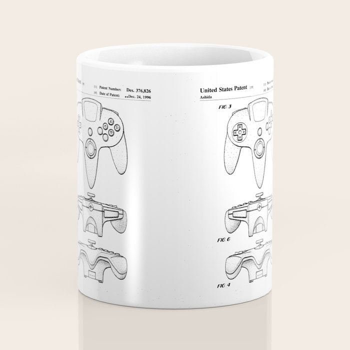 Video Game Controller Patent - Retro Gaming Game Room Art - White Coffee Mug Gallery Image 4