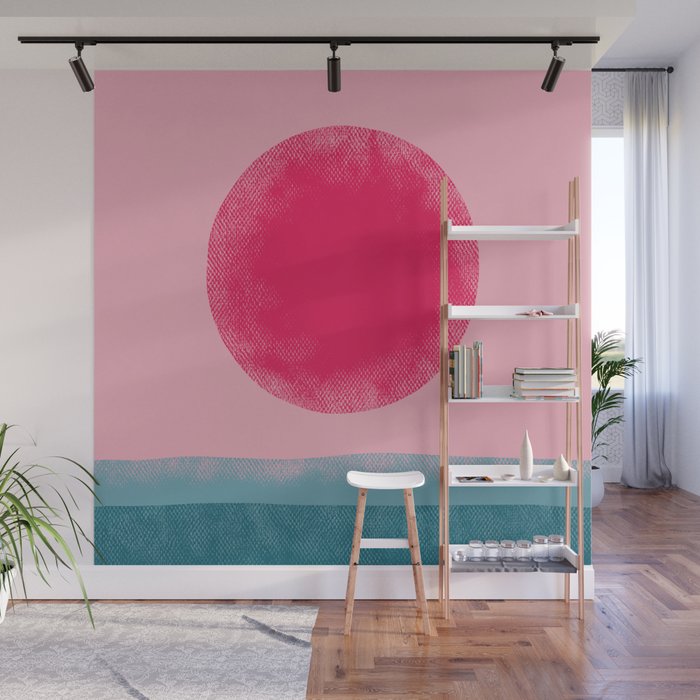 Pink Sun Wall Mural Gallery Image 1