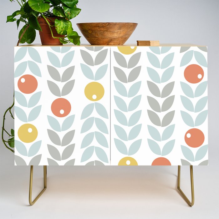 Mid Century Modern Retro Leaf and Circle Pattern Credenza Gallery Image 1