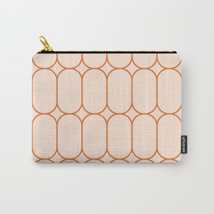 Mod Pods Retro Geo Pattern in Burnt Orange Cream Carry All Pouch Gallery Image 1