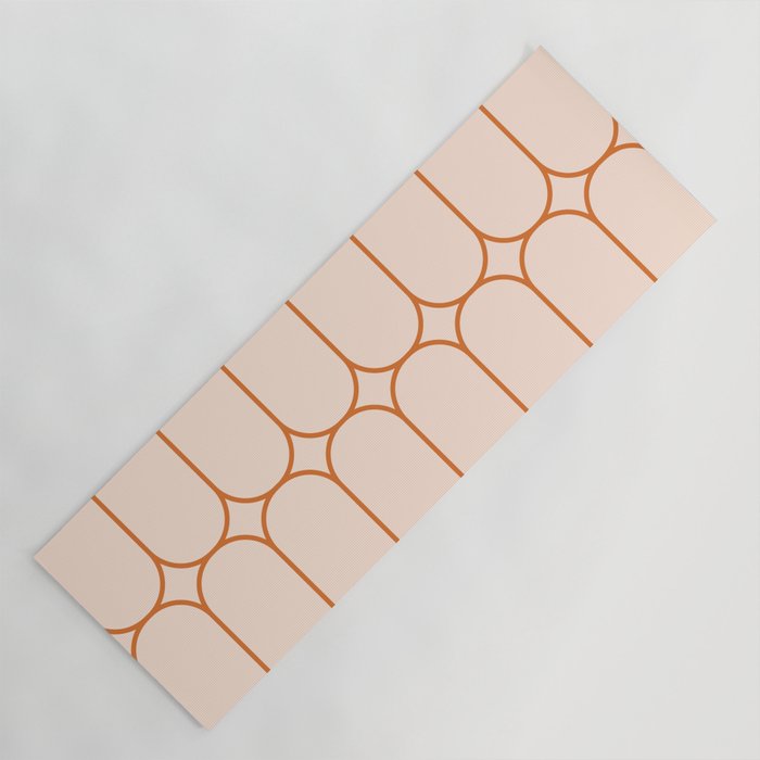Mod Pods Retro Geo Pattern in Burnt Orange Cream Yoga Mat Gallery Image 1