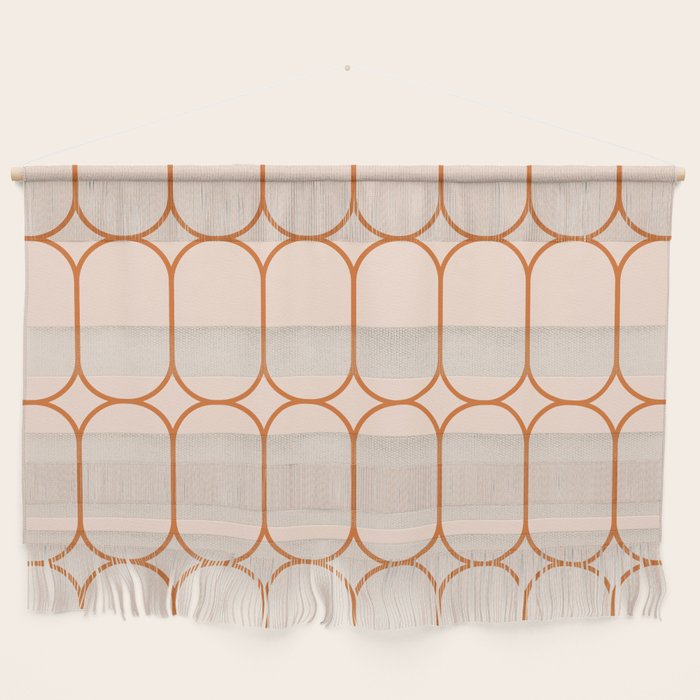 Mod Pods Retro Geo Pattern in Burnt Orange Cream Wall Hanging Gallery Image 1