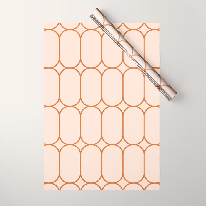 Mod Pods Retro Geo Pattern in Burnt Orange Cream Wrapping Paper Gallery Image 1