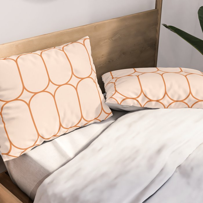 Mod Pods Retro Geo Pattern in Burnt Orange Cream Pillow Sham Gallery Image 2
