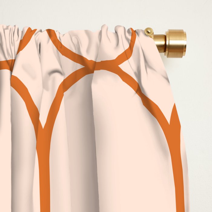 Mod Pods Retro Geo Pattern in Burnt Orange Cream Window Curtain Gallery Image 2