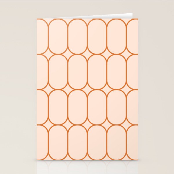 Mod Pods Retro Geo Pattern in Burnt Orange Cream Stationery Card Gallery Image 2
