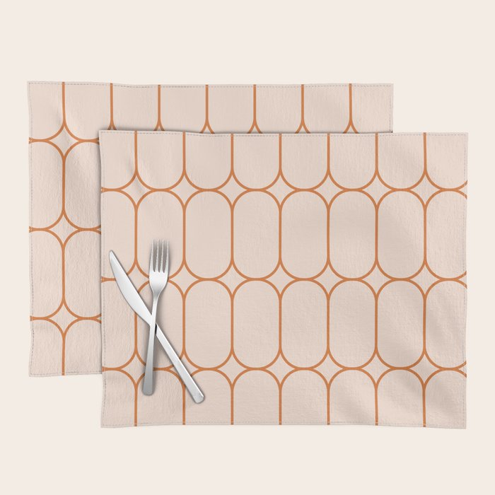 Mod Pods Retro Geo Pattern in Burnt Orange Cream Placemat Gallery Image 1