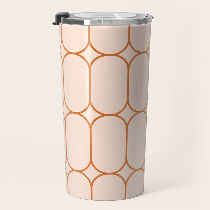 Mod Pods Retro Geo Pattern in Burnt Orange Cream Travel Mug Gallery Image 3