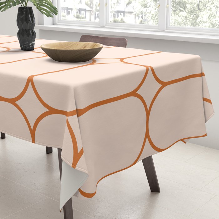 Mod Pods Retro Geo Pattern in Burnt Orange Cream Tablecloth Gallery Image 3