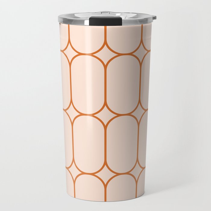 Mod Pods Retro Geo Pattern in Burnt Orange Cream Travel Mug Gallery Image 1