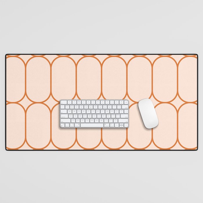 Mod Pods Retro Geo Pattern in Burnt Orange Cream Desk Mat Gallery Image 1