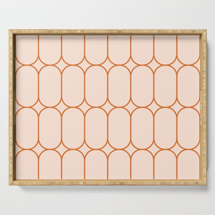 Mod Pods Retro Geo Pattern in Burnt Orange Cream Serving Tray Gallery Image 1