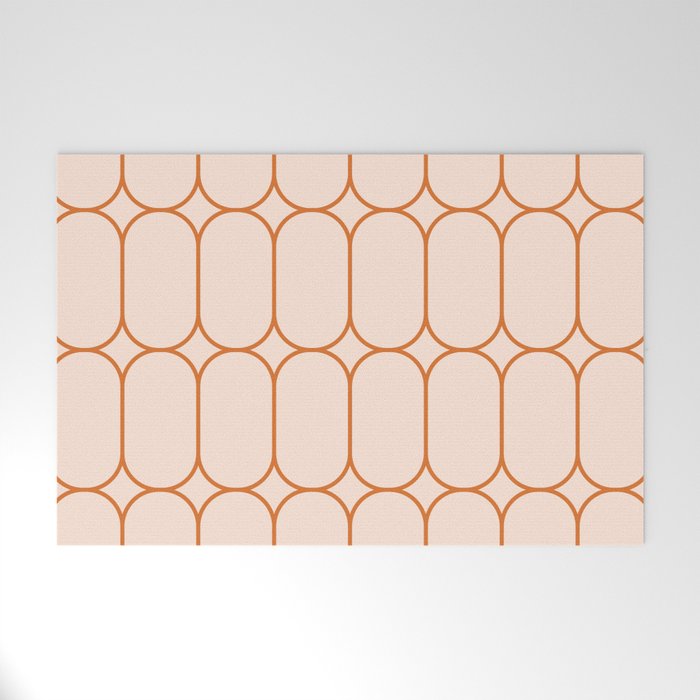 Mod Pods Retro Geo Pattern in Burnt Orange Cream Welcome Mat Gallery Image 1