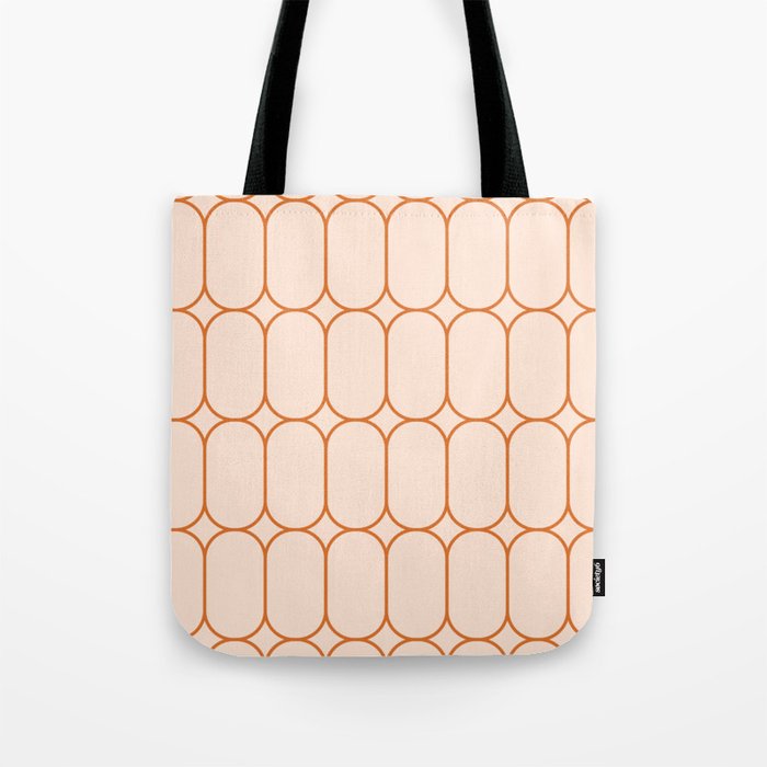 Mod Pods Retro Geo Pattern in Burnt Orange Cream Tote Bag Gallery Image 1