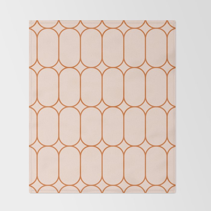 Mod Pods Retro Geo Pattern in Burnt Orange Cream Throw Blanket Gallery Image 2