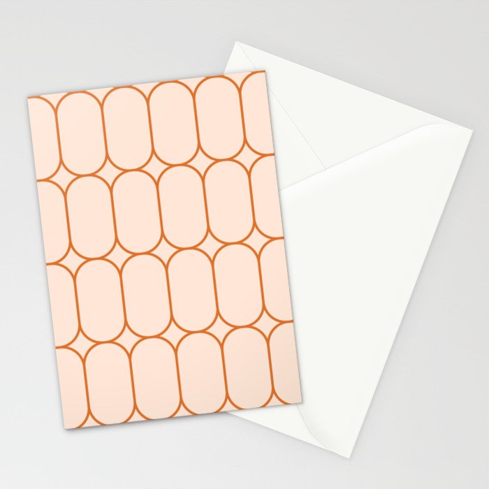 Mod Pods Retro Geo Pattern in Burnt Orange Cream Stationery Card Gallery Image 2
