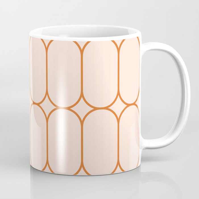 Mod Pods Retro Geo Pattern in Burnt Orange Cream Coffee Mug Gallery Image 1