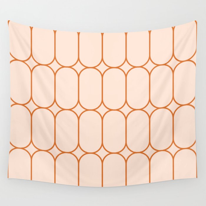 Mod Pods Retro Geo Pattern in Burnt Orange Cream Wall Tapestry Gallery Image 1