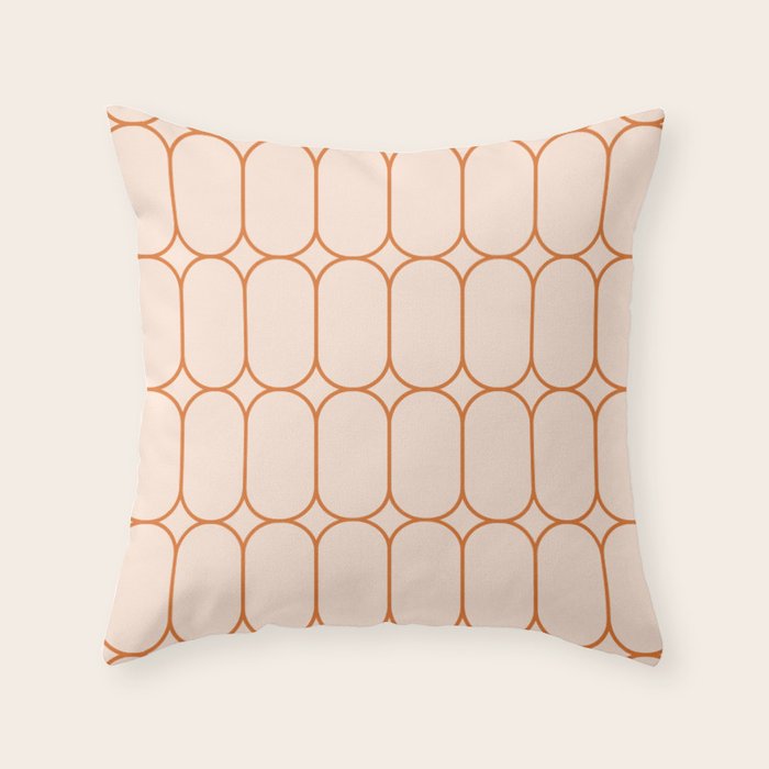 Mod Pods Retro Geo Pattern in Burnt Orange Cream Throw Pillow Gallery Image 1