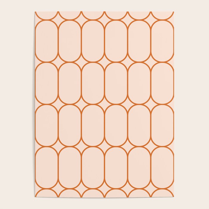 Mod Pods Retro Geo Pattern in Burnt Orange Cream Poster Gallery Image 1