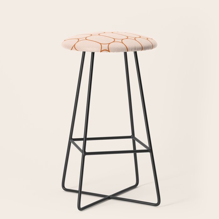 Mod Pods Retro Geo Pattern in Burnt Orange Cream Stool Gallery Image 1