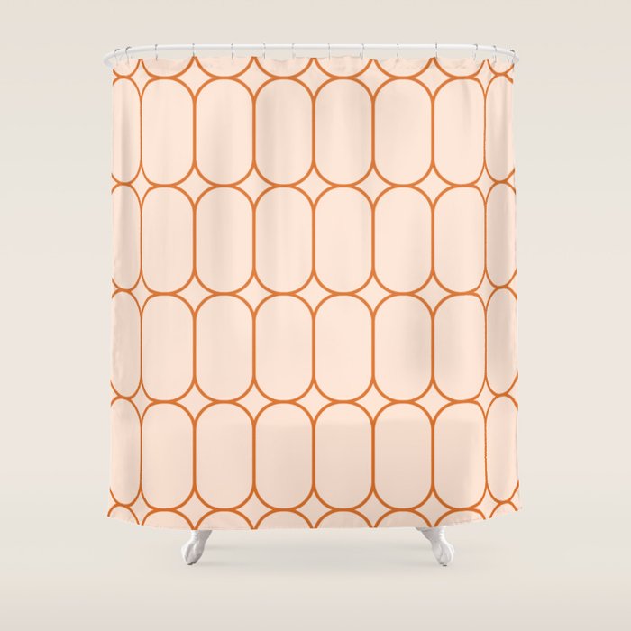 Mod Pods Retro Geo Pattern in Burnt Orange Cream Shower Curtain Gallery Image 1