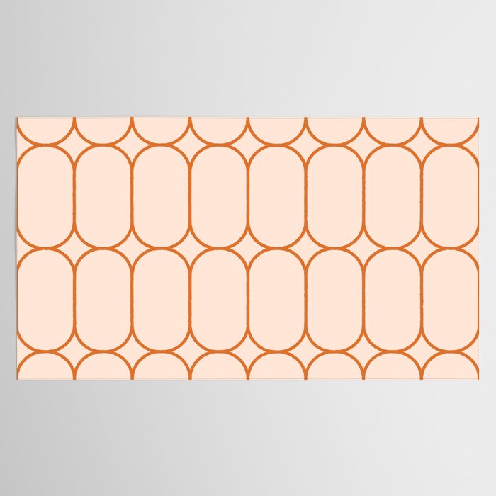 Mod Pods Retro Geo Pattern in Burnt Orange Cream Tablecloth Gallery Image 2