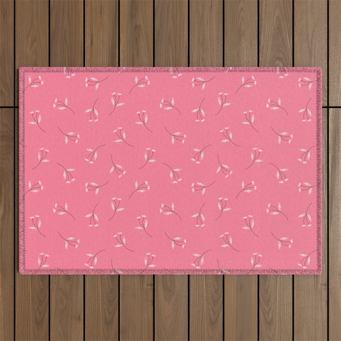 Pressed Posies - Retro Pink Outdoor Rug Gallery Image 1