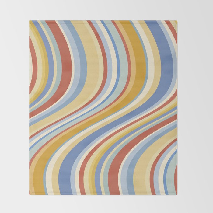 Wavy Stripes VIII - 70s Summer Throw Blanket Gallery Image 2
