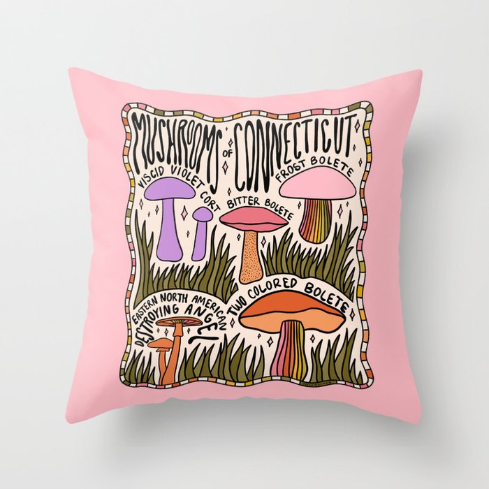 Mushrooms of Connecticut Throw Pillow Gallery Image 6