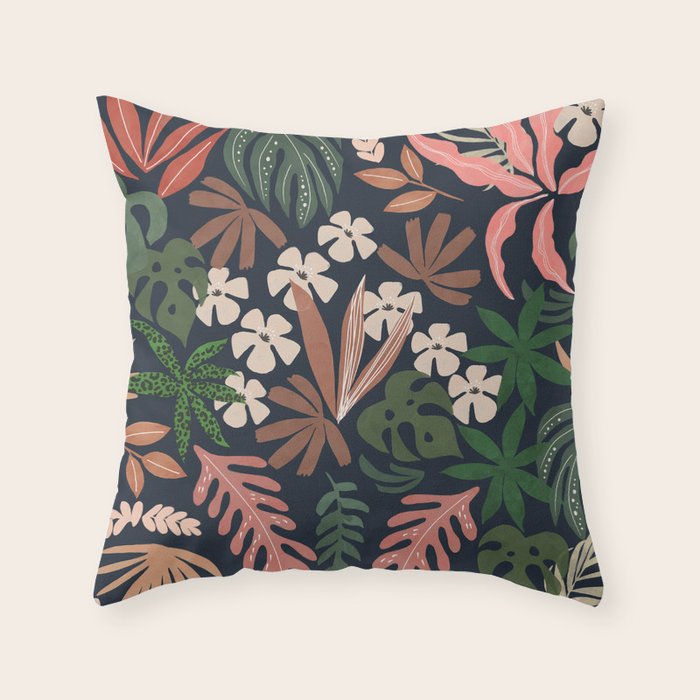 Dark Bohemian Tropical Charm Throw Pillow Gallery Image 1