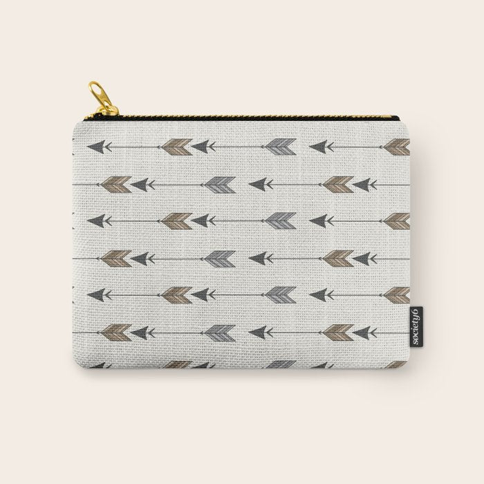 Vertical Arrow Patterns - Cream and Neutral Earth Tones Carry All Pouch Gallery Image 1