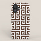 Dark Brown and White Greek Key Pattern iPhone Case Gallery Image 1