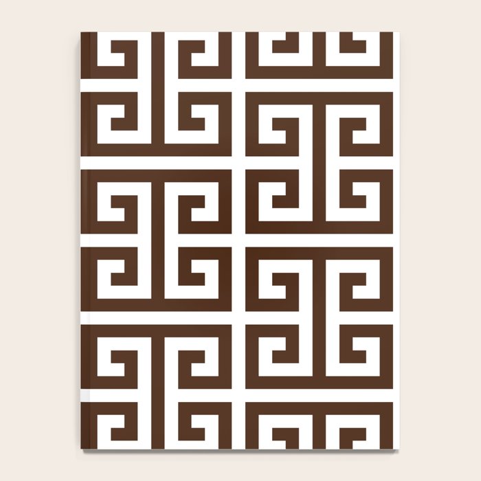 Dark Brown and White Greek Key Pattern Notebook Gallery Image 4