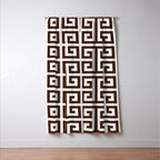 Dark Brown and White Greek Key Pattern Window Curtain Gallery Image 3