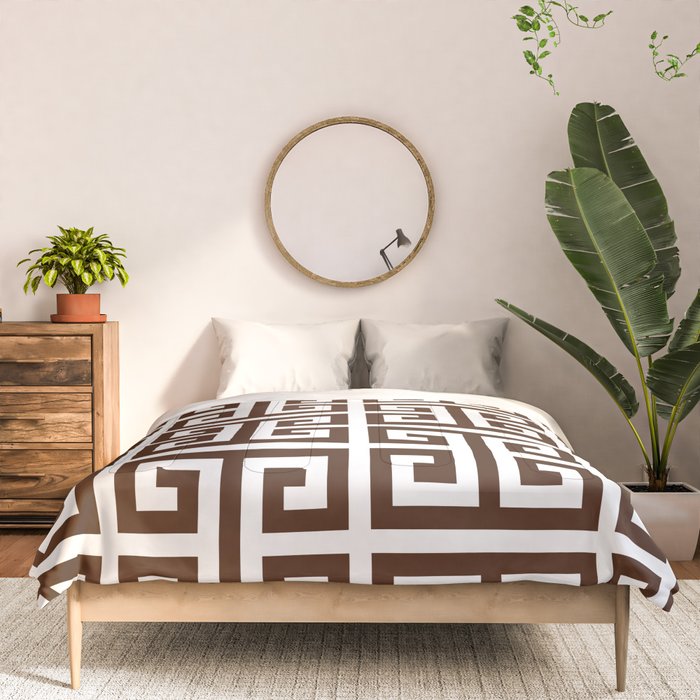 Dark Brown and White Greek Key Pattern Comforter Gallery Image 3