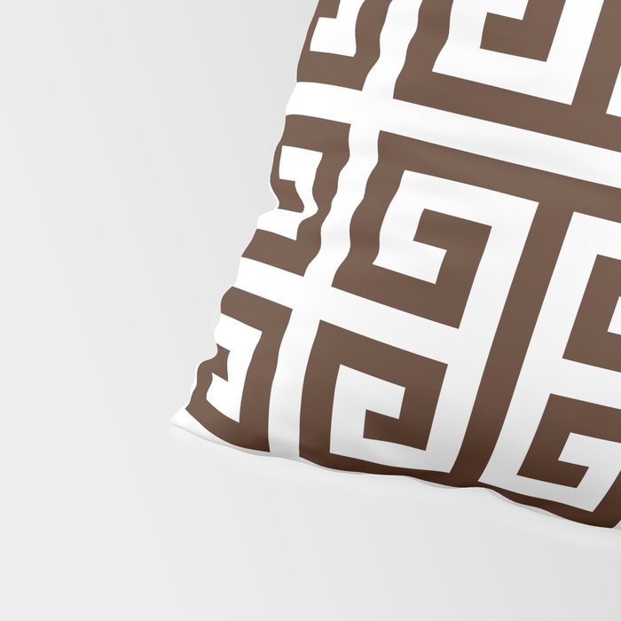 Dark Brown and White Greek Key Pattern Pillow Sham Gallery Image 4