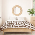 Dark Brown and White Greek Key Pattern Duvet Cover Gallery Image 3