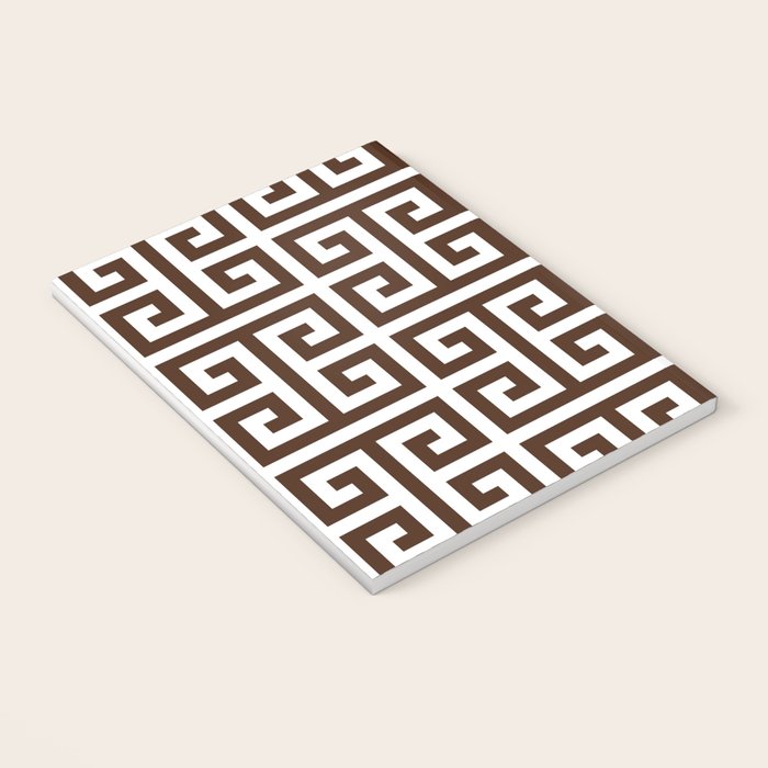 Dark Brown and White Greek Key Pattern Notebook Gallery Image 3