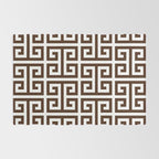 Dark Brown and White Greek Key Pattern Rug Gallery Image 2