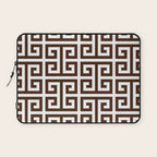 Dark Brown and White Greek Key Pattern Laptop Sleeve Gallery Image 1