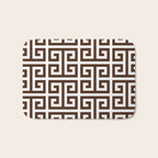 Dark Brown and White Greek Key Pattern Bath Mat Gallery Image 1