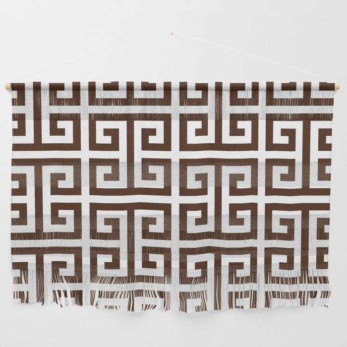 Dark Brown and White Greek Key Pattern Wall Hanging Gallery Image 1